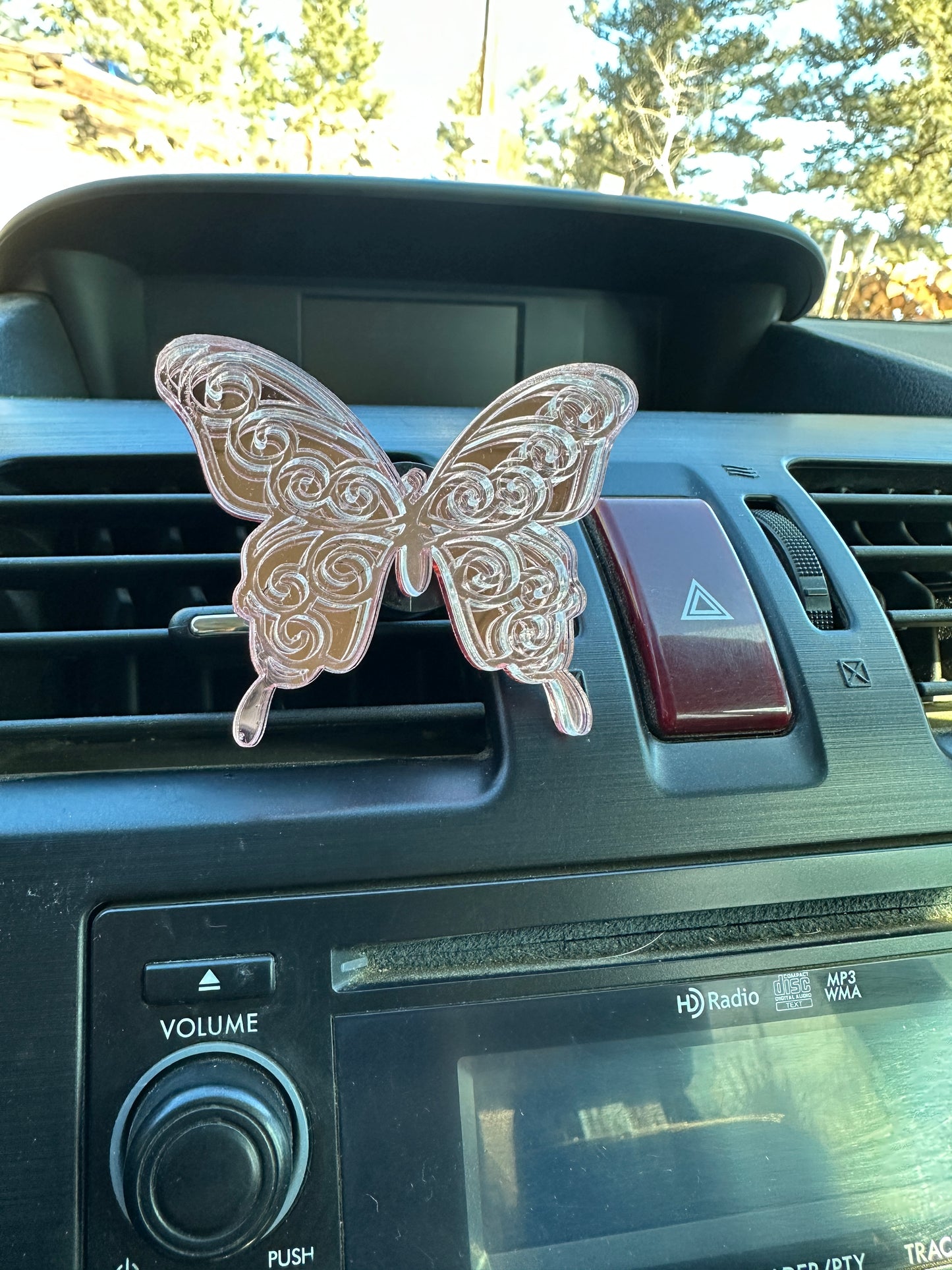 Mirrored Swirly Butterfly Car Vent Clip
