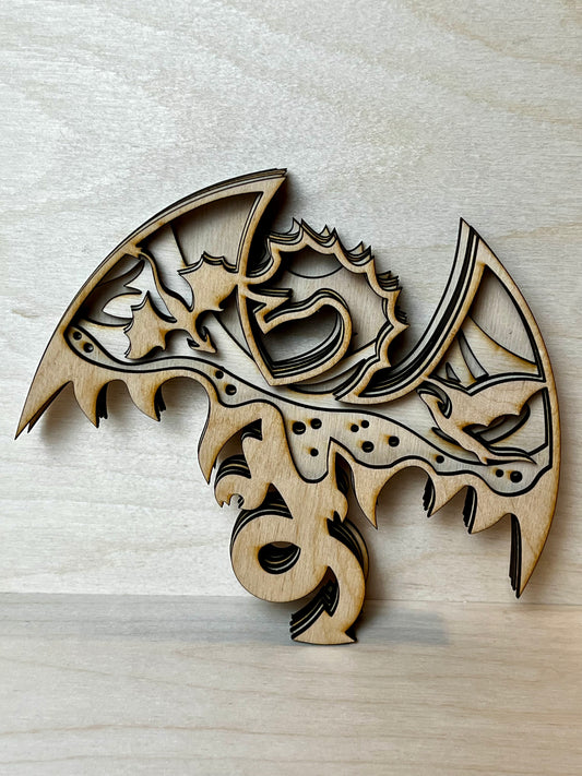 5 layer 3D wood art Dragon