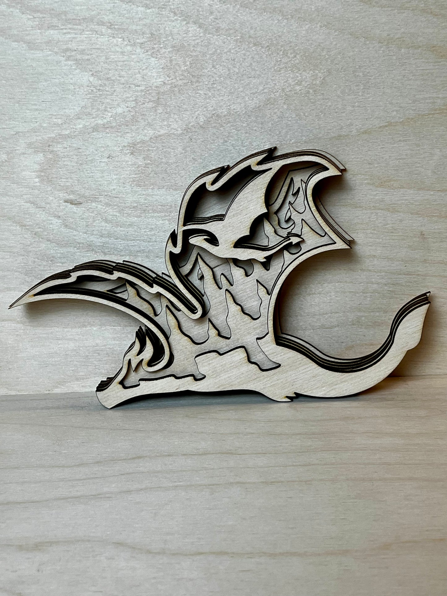 3D wood art 5 layer dragon