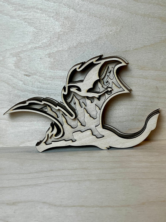 3D wood art 5 layer dragon